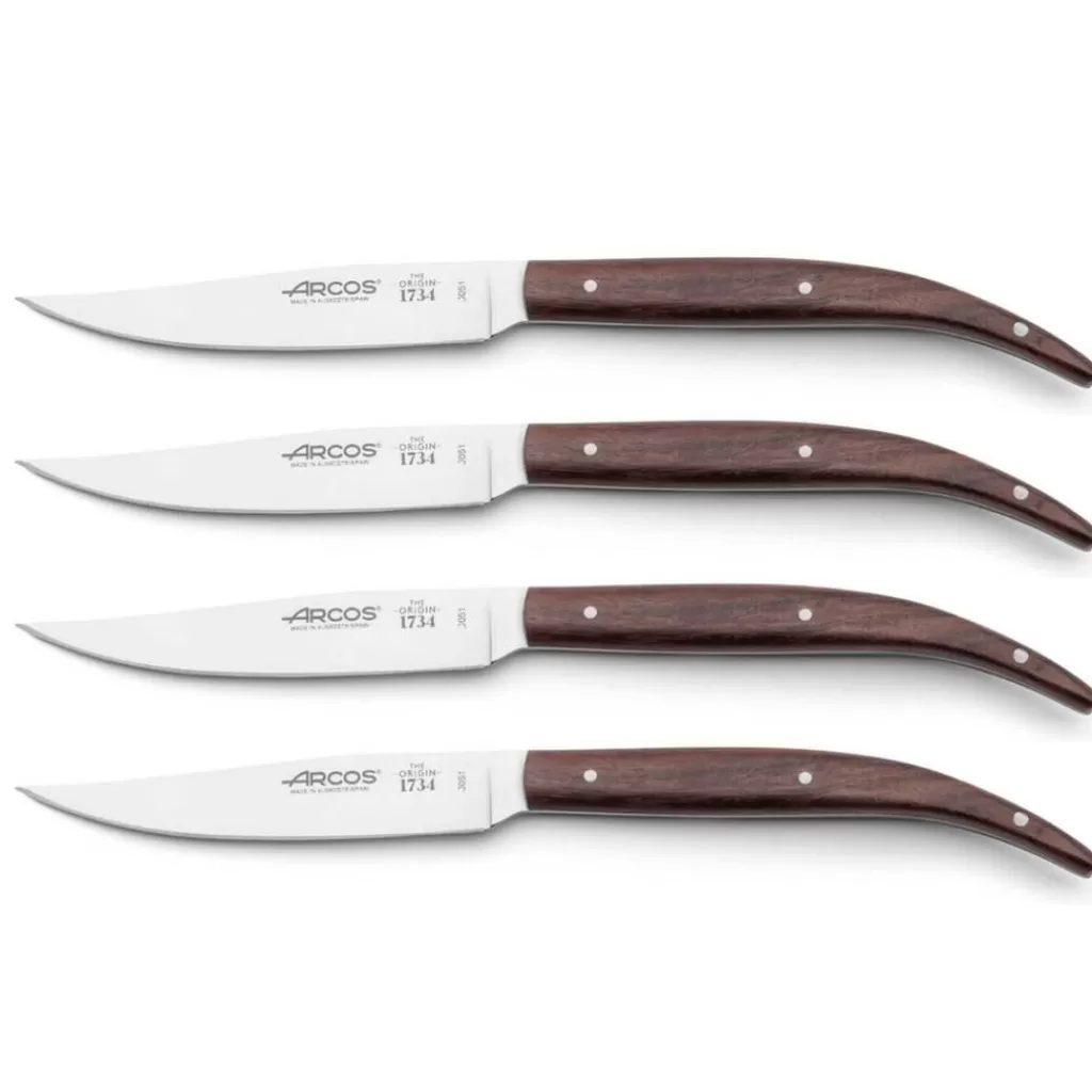 Fashion Arcos Coffret 4 couteaux à steak THE ORIGIN 1734 manche bois palissandre 11 cm lisse Marron