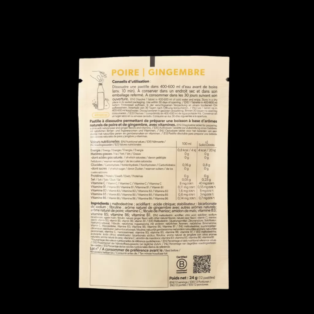 Clearance Qwetch Solid Drinks - Poire & Gingembre - Vitamines C & B